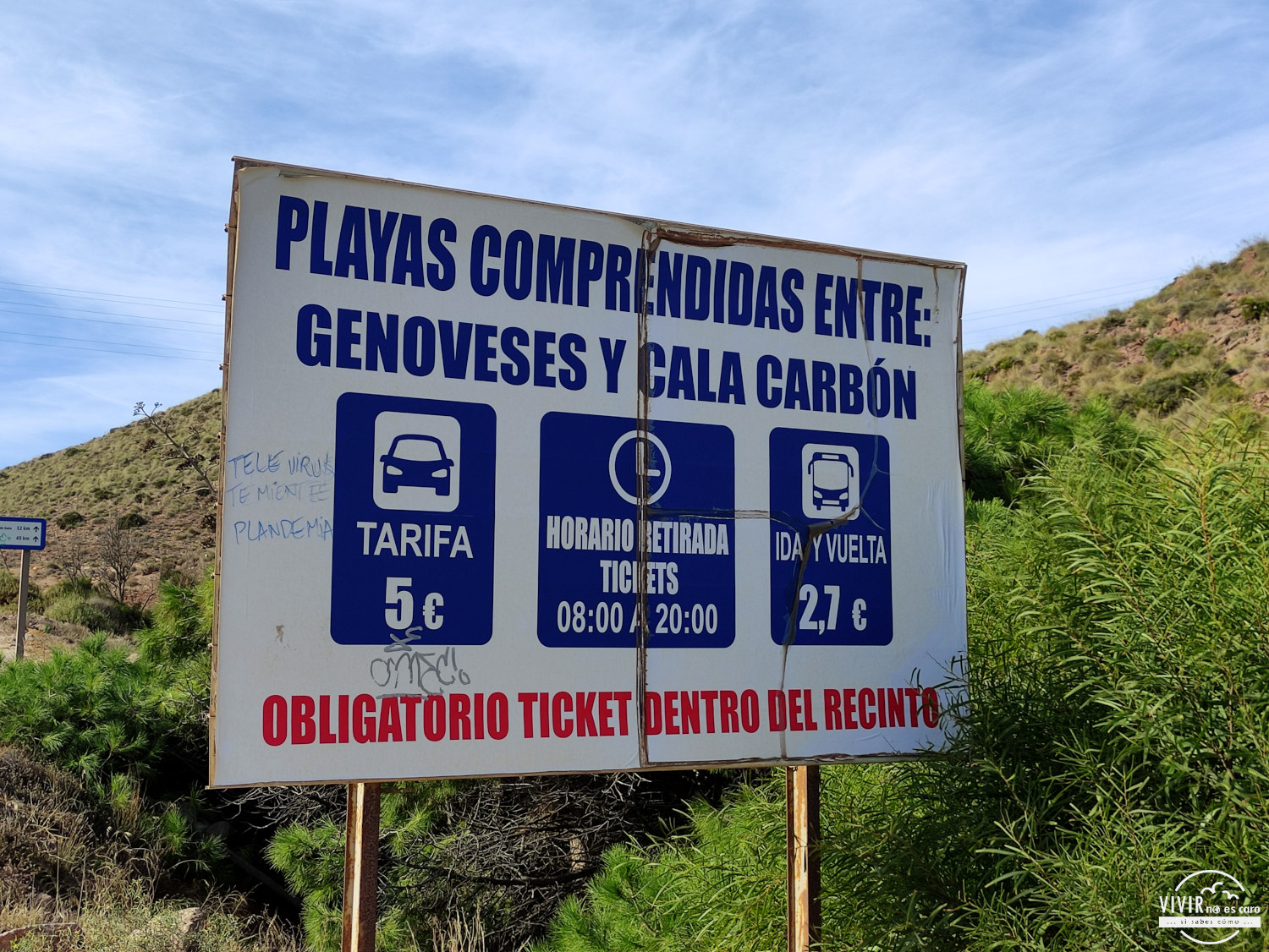 Precio aparcamiento Playa de los Genoveses Cabo de Gata (Almería)
