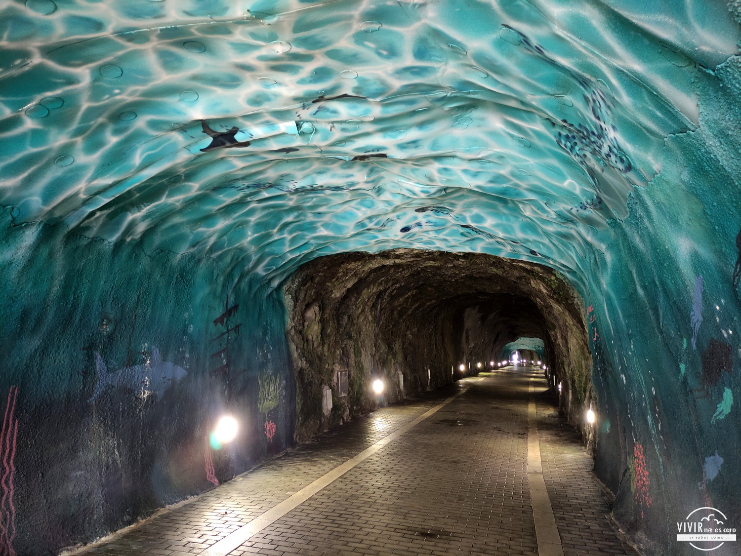 Túnel de la Atalaya y su acuario pintado (Laredo, Cantabria)