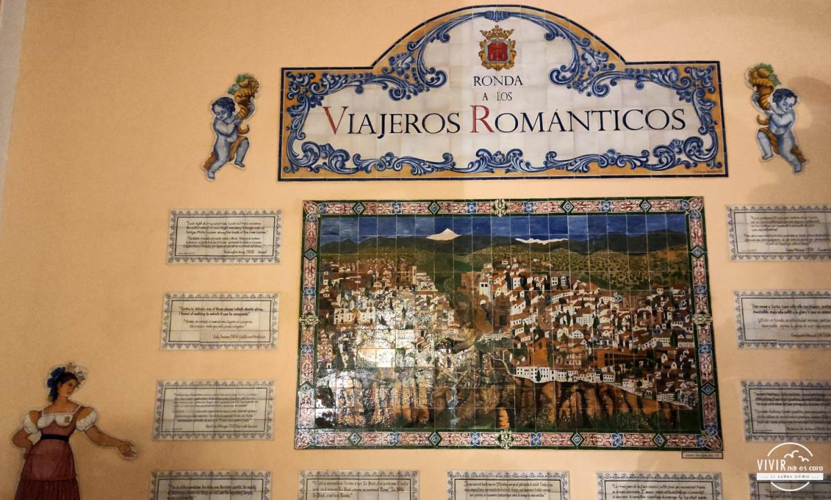Mural cerámica Mirador a los Viajeros Románticos en Ronda (Málaga)