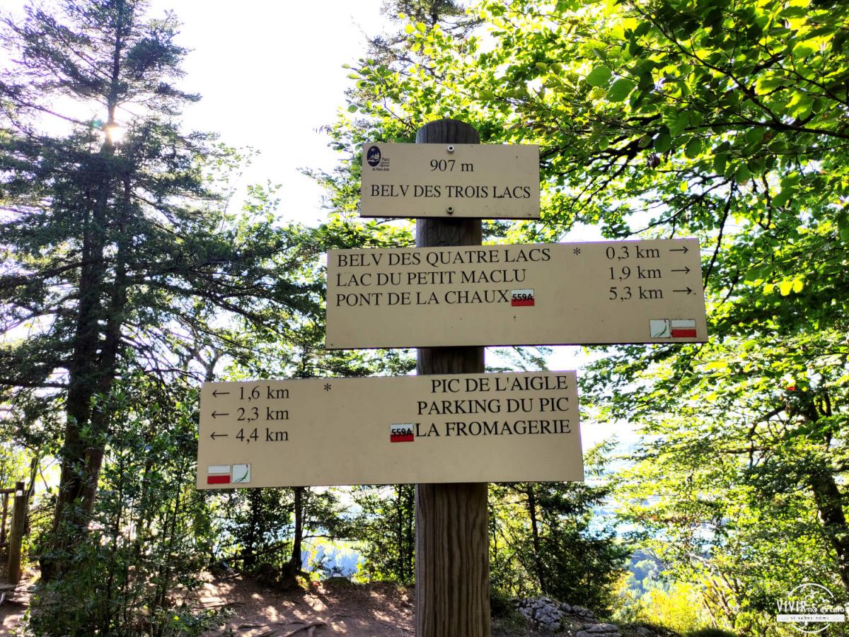 Indicaciones ruta Miradores de los lagos de Maclu (Jura, Francia)