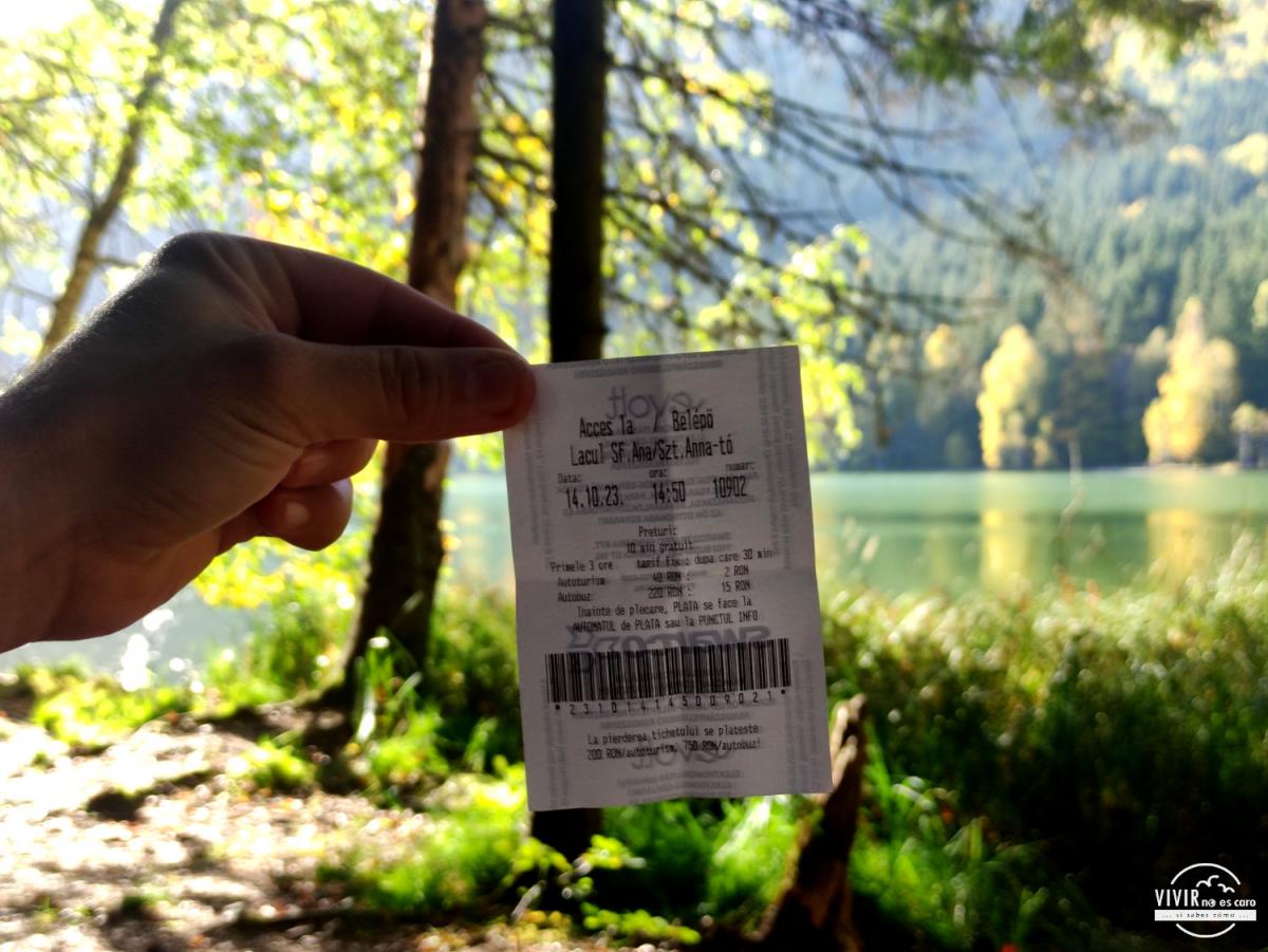 Ticket del parking del Lago Sfanta Ana (Rumanía)