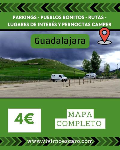 Mapa de pernoctas camper y lugares de interés en Guadalajara