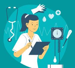 Enfermera amable centro de salud