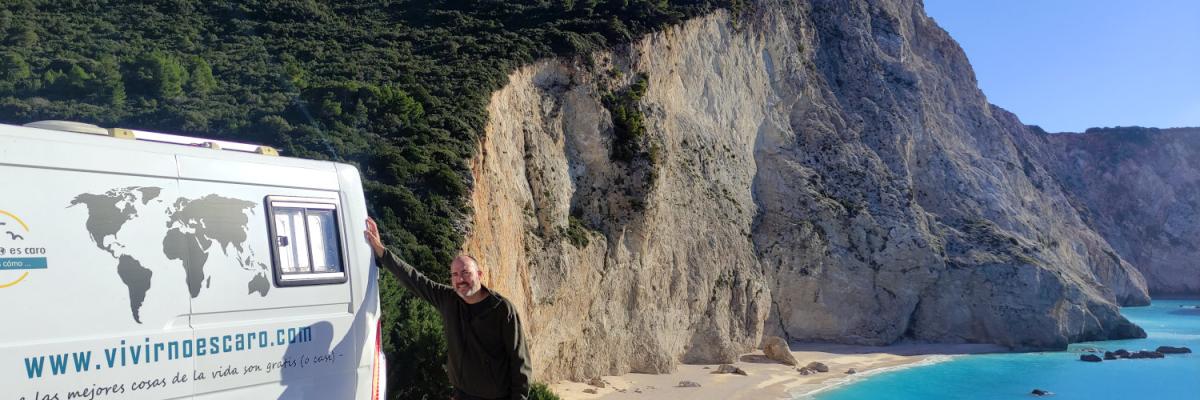 Mejores playas de Lefkada : Porto Katsiki en furgoneta camper (Grecia)