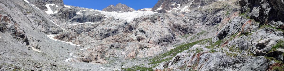 Frente al Glaciar Blanco del PN de Ecrins (Alpes, Francia)